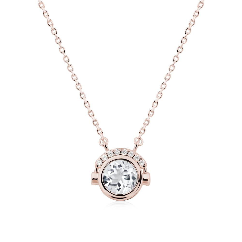 Playful Headphones Inspired White Topaz Necklace - LUO Jewelry #metal_14k rose gold