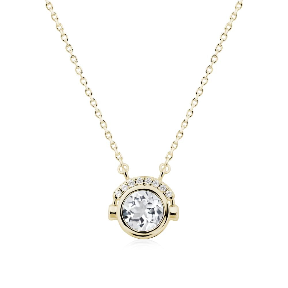 Playful Headphones Inspired White Topaz Necklace - LUO Jewelry #metal_14k yellow gold