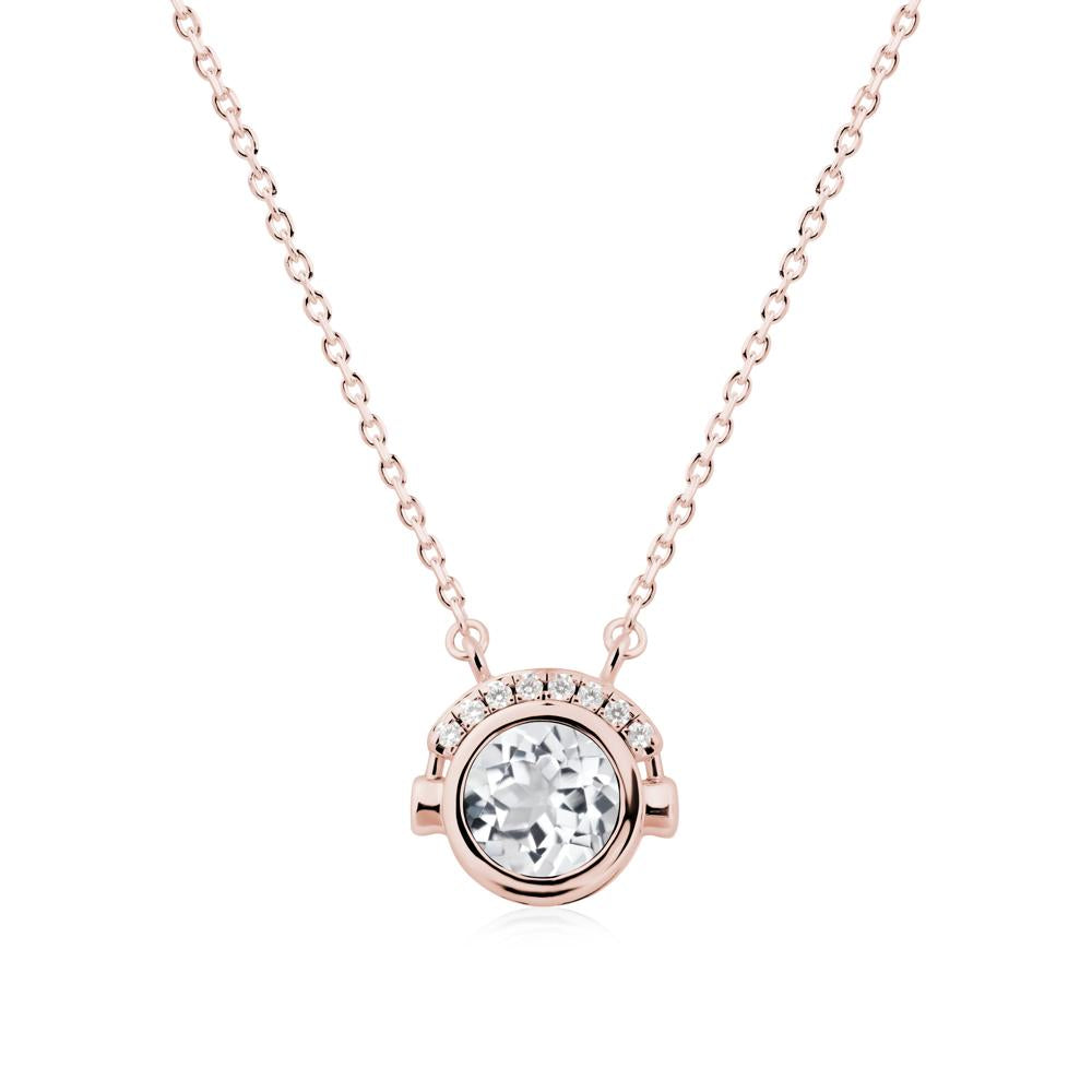 Playful Headphones Inspired White Topaz Necklace - LUO Jewelry #metal_18k rose gold