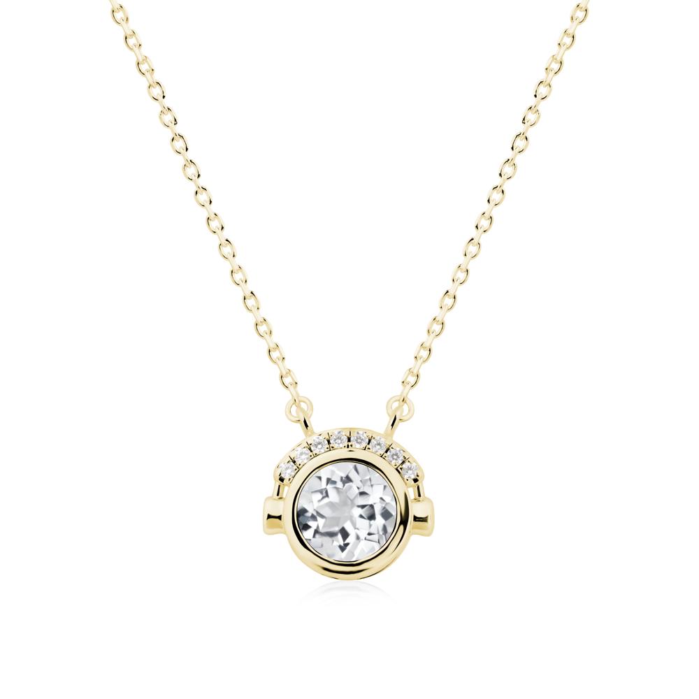 Playful Headphones Inspired White Topaz Necklace - LUO Jewelry #metal_18k yellow gold