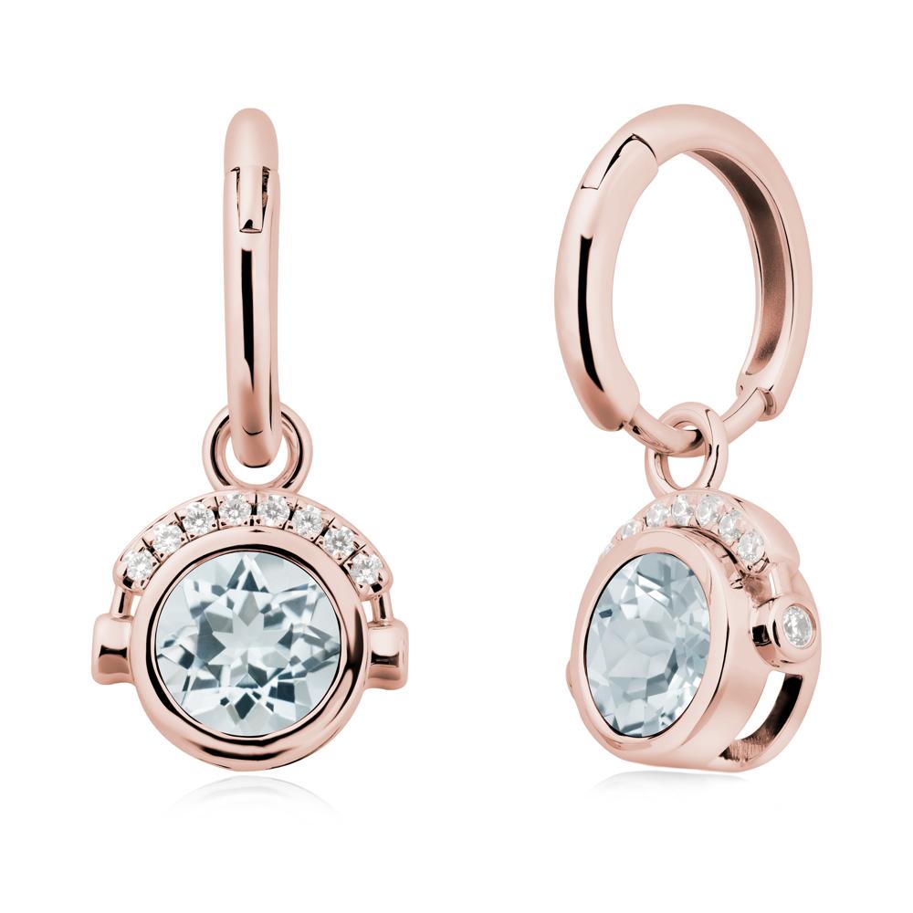 Round Aquamarine Headphones Earrings - LUO Jewelry #metal_18k rose gold