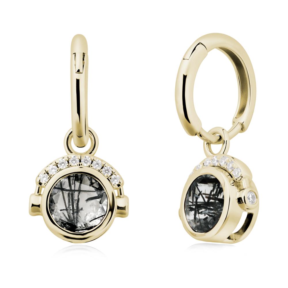 Headphones-Inspired Playful Black Rutilated Quartz Earrings - LUO Jewelry #metal_14k yellow gold