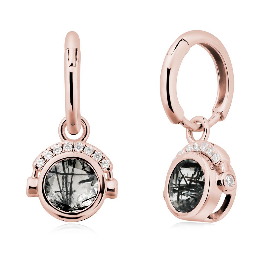 Headphones-Inspired Playful Black Rutilated Quartz Earrings - LUO Jewelry #metal_18k rose gold
