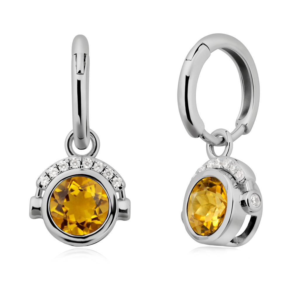 Round Citrine Headphones Earrings - LUO Jewelry #metal_platinum