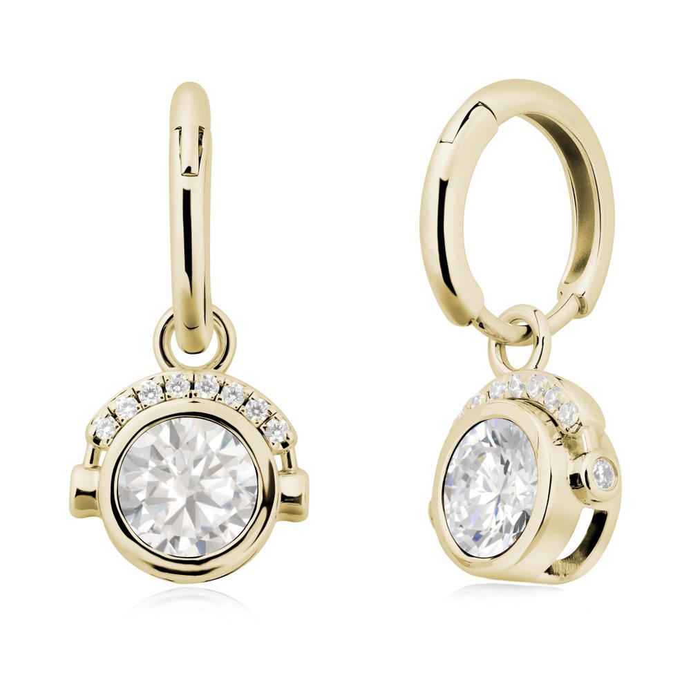 Headphones-Inspired Playful Cubic Zirconia Earrings - LUO Jewelry #metal_14k yellow gold