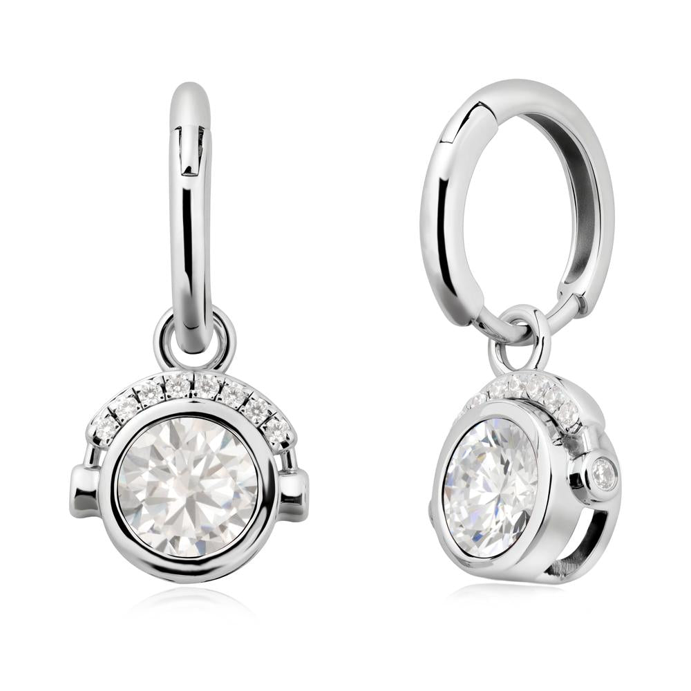 Headphones-Inspired Playful Cubic Zirconia Earrings - LUO Jewelry #metal_18k white gold