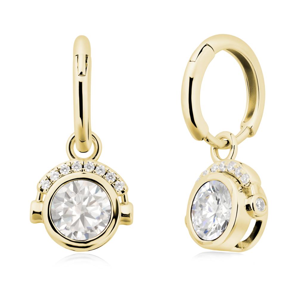 Headphones-Inspired Playful Cubic Zirconia Earrings - LUO Jewelry #metal_18k yellow gold