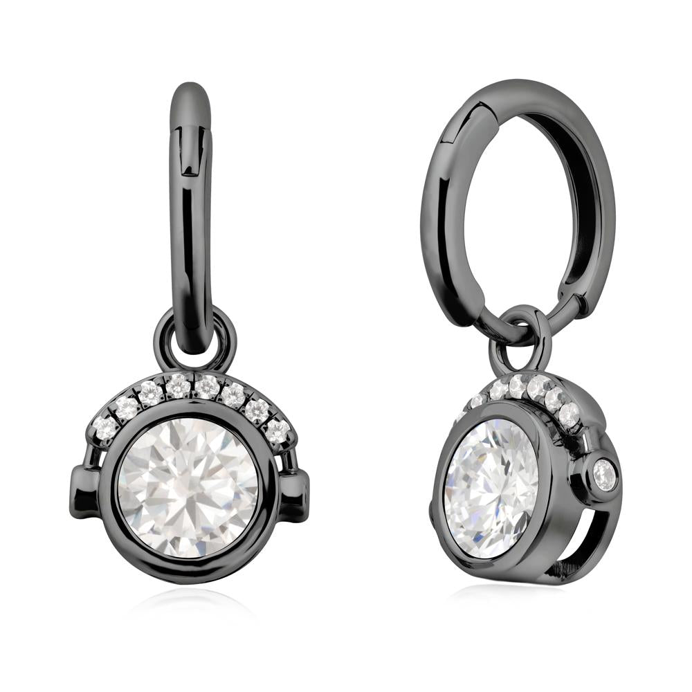 Headphones-Inspired Playful Cubic Zirconia Earrings - LUO Jewelry #metal_black finish sterling silver