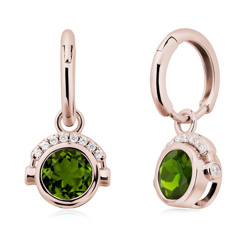 Bezel Diopside Earrings Inspired By Headphones - LUO Jewelry #metal_14k rose gold