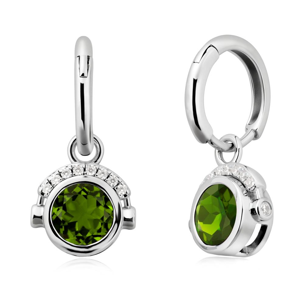Bezel Diopside Earrings Inspired By Headphones - LUO Jewelry #metal_14k white gold