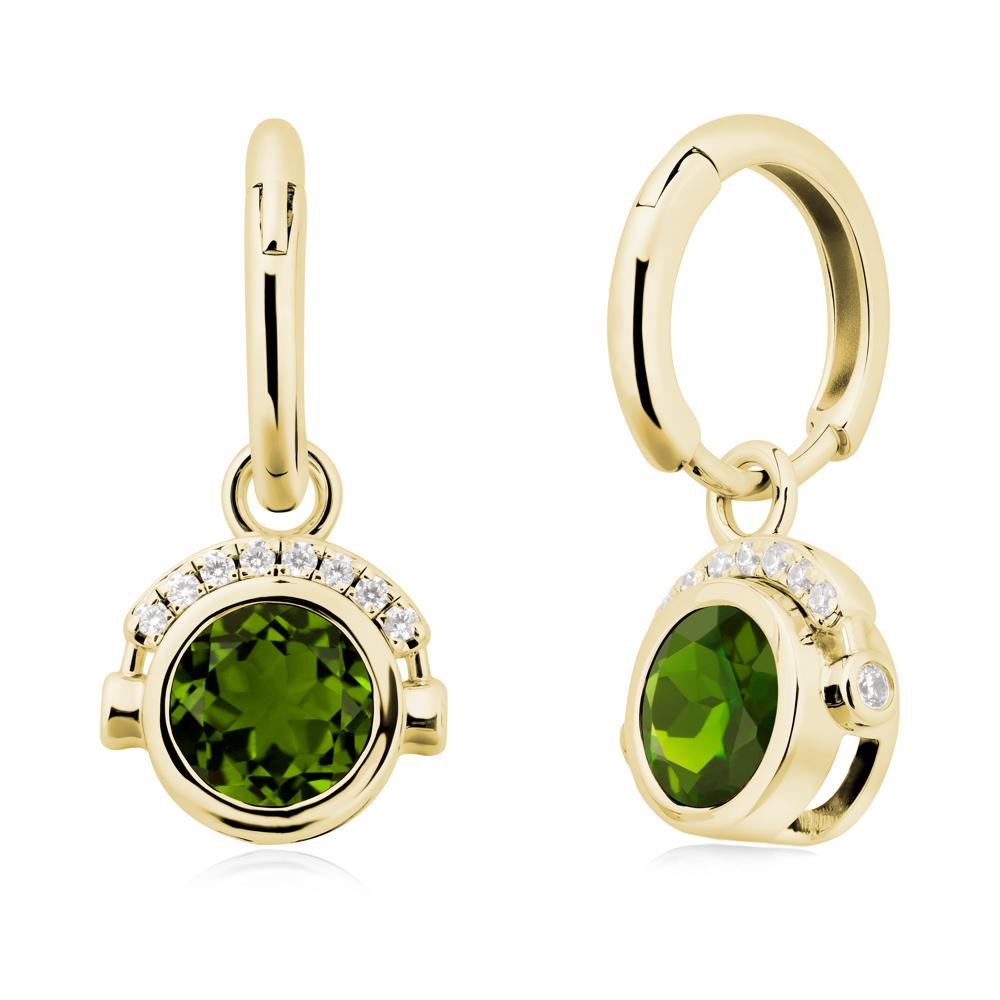 Bezel Diopside Earrings Inspired By Headphones - LUO Jewelry #metal_18k yellow gold
