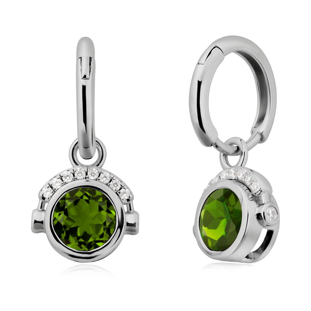 Bezel Diopside Earrings Inspired By Headphones - LUO Jewelry #metal_platinum