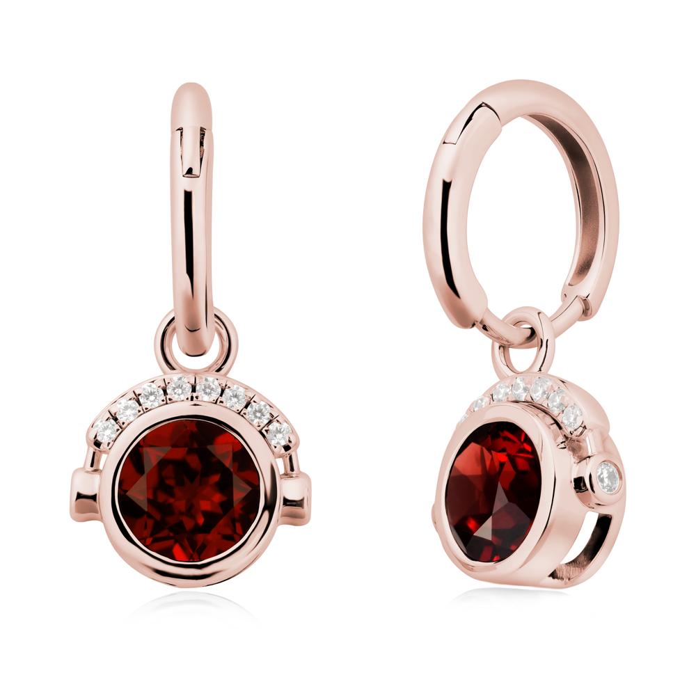 Headphones-Inspired Playful Garnet Earrings - LUO Jewelry #metal_18k rose gold