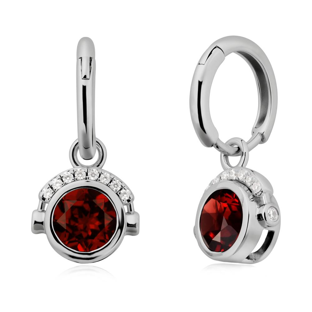 Headphones-Inspired Playful Garnet Earrings - LUO Jewelry #metal_platinum