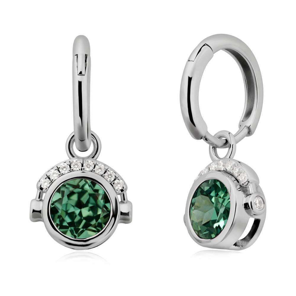 Round Green Sapphire Headphones Earrings - LUO Jewelry #metal_platinum