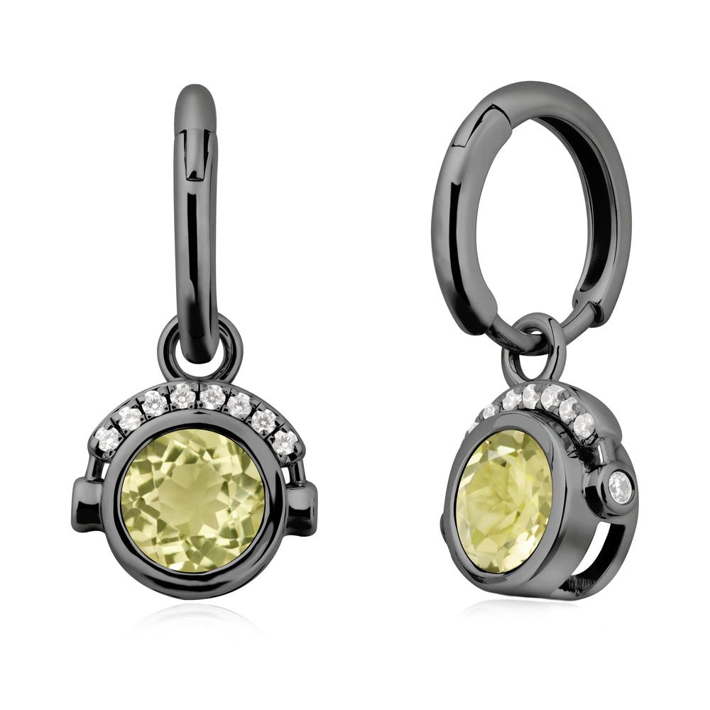 Headphones-Inspired Playful Lemon Quartz Earrings - LUO Jewelry #metal_black finish sterling silver