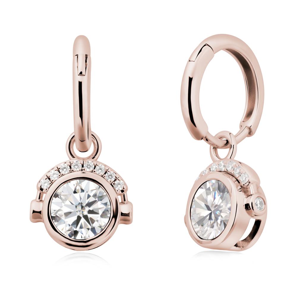 Headphones-Inspired Playful Moissanite Earrings - LUO Jewelry #metal_14k rose gold