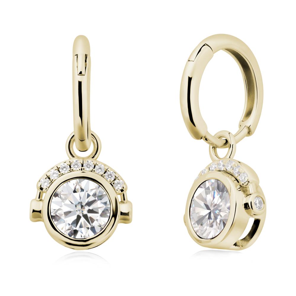Headphones-Inspired Playful Moissanite Earrings - LUO Jewelry #metal_14k yellow gold