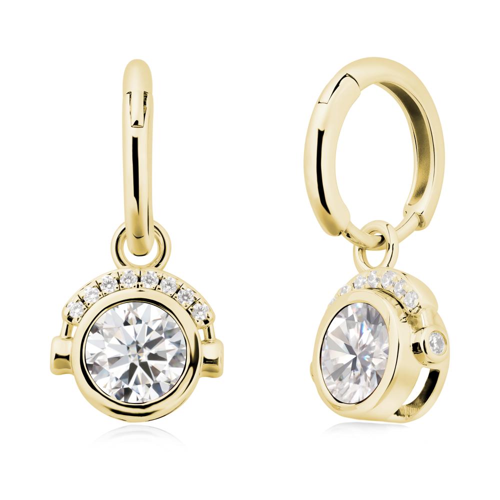 Headphones-Inspired Playful Moissanite Earrings - LUO Jewelry #metal_18k yellow gold
