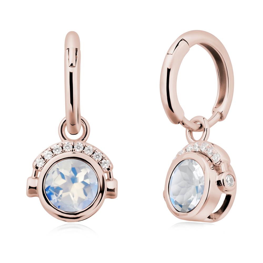 Bezel Moonstone Earrings Inspired By Headphones - LUO Jewelry #metal_14k rose gold