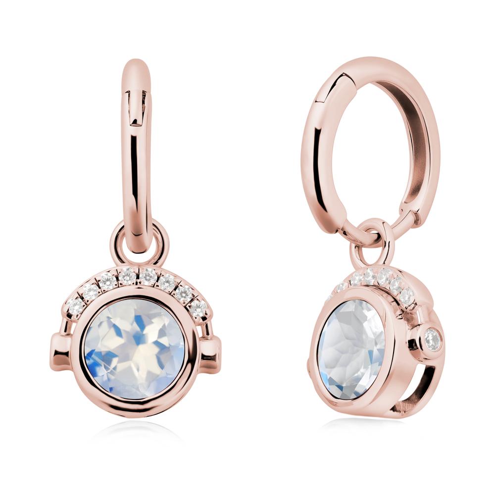 Bezel Moonstone Earrings Inspired By Headphones - LUO Jewelry #metal_18k rose gold