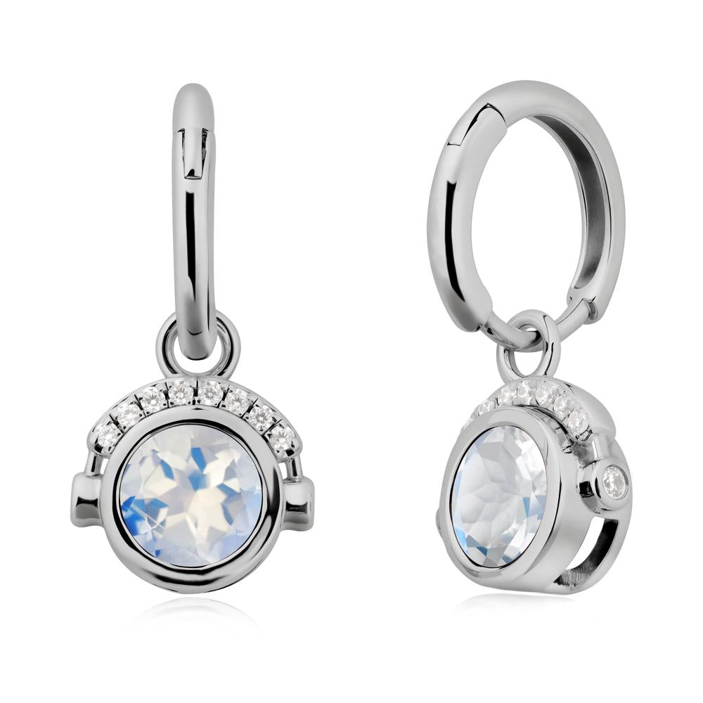Bezel Moonstone Earrings Inspired By Headphones - LUO Jewelry #metal_platinum