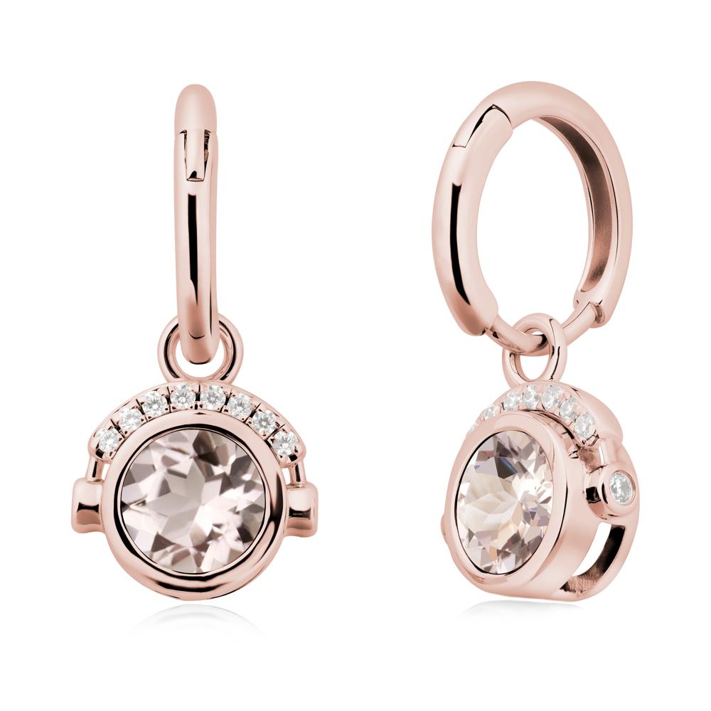 Round Morganite Headphones Earrings - LUO Jewelry #metal_18k rose gold