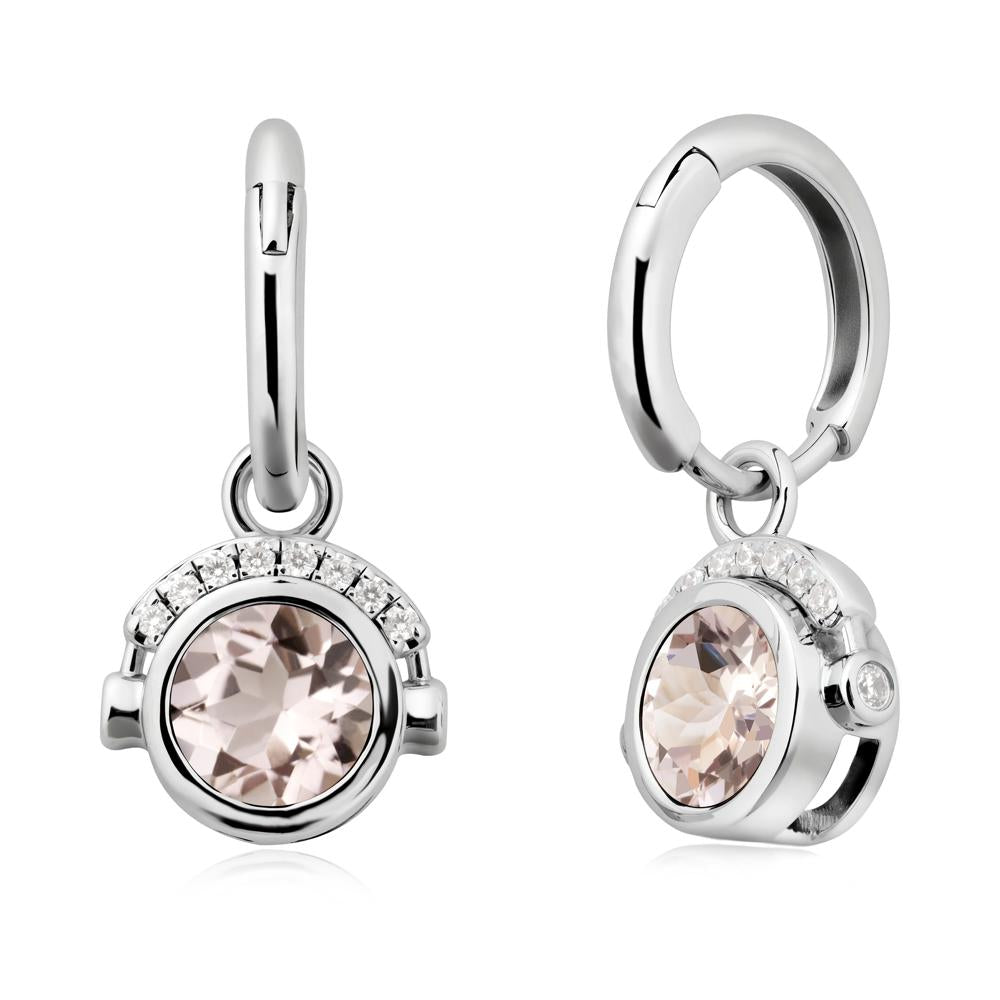 Round Morganite Headphones Earrings - LUO Jewelry #metal_18k white gold