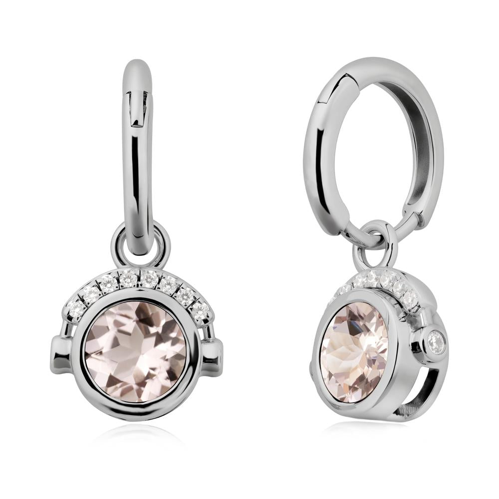 Round Morganite Headphones Earrings - LUO Jewelry #metal_platinum