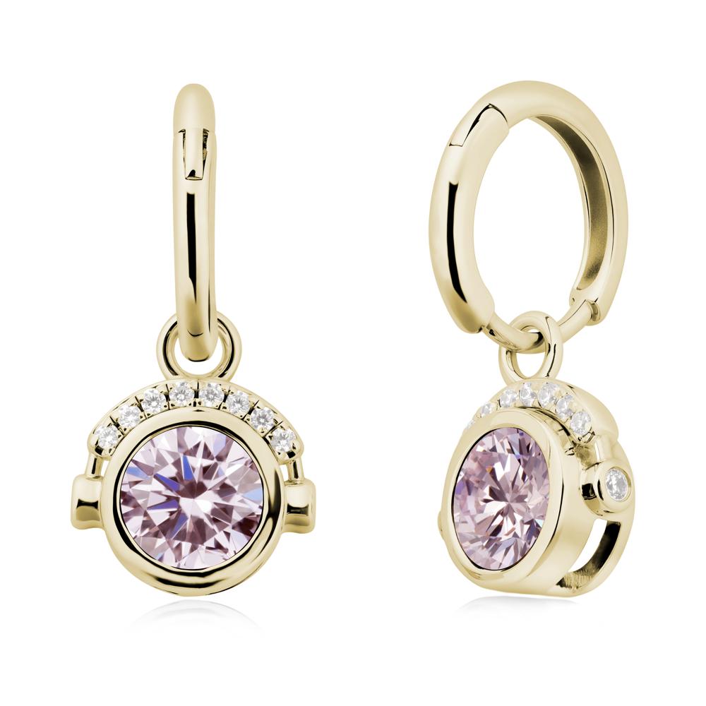 Headphones-Inspired Playful Pink Cubic Zirconia Earrings - LUO Jewelry #metal_14k yellow gold