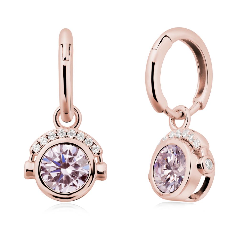 Headphones-Inspired Playful Pink Cubic Zirconia Earrings - LUO Jewelry #metal_18k rose gold