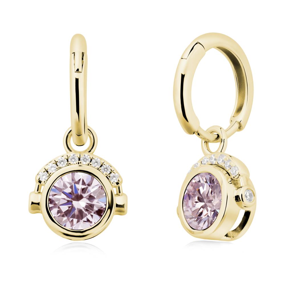 Headphones-Inspired Playful Pink Cubic Zirconia Earrings - LUO Jewelry #metal_18k yellow gold