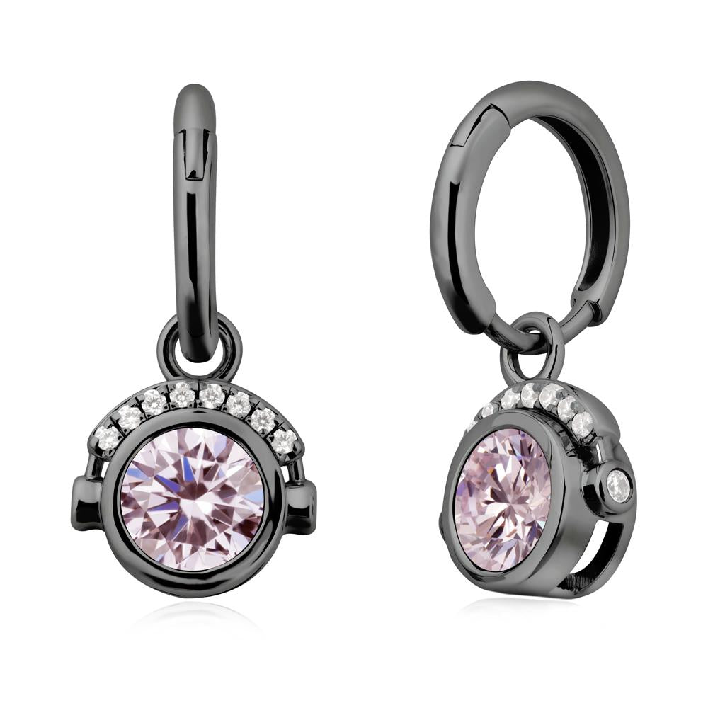 Headphones-Inspired Playful Pink Cubic Zirconia Earrings - LUO Jewelry #metal_black finish sterling silver