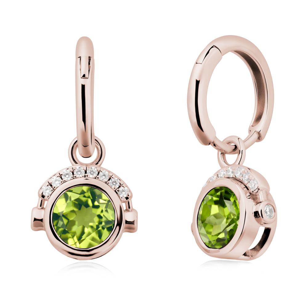 Bezel Peridot Earrings Inspired By Headphones - LUO Jewelry #metal_14k rose gold