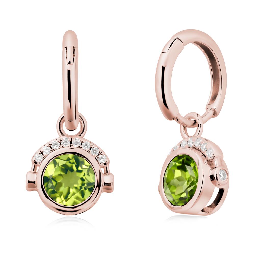 Bezel Peridot Earrings Inspired By Headphones - LUO Jewelry #metal_18k rose gold