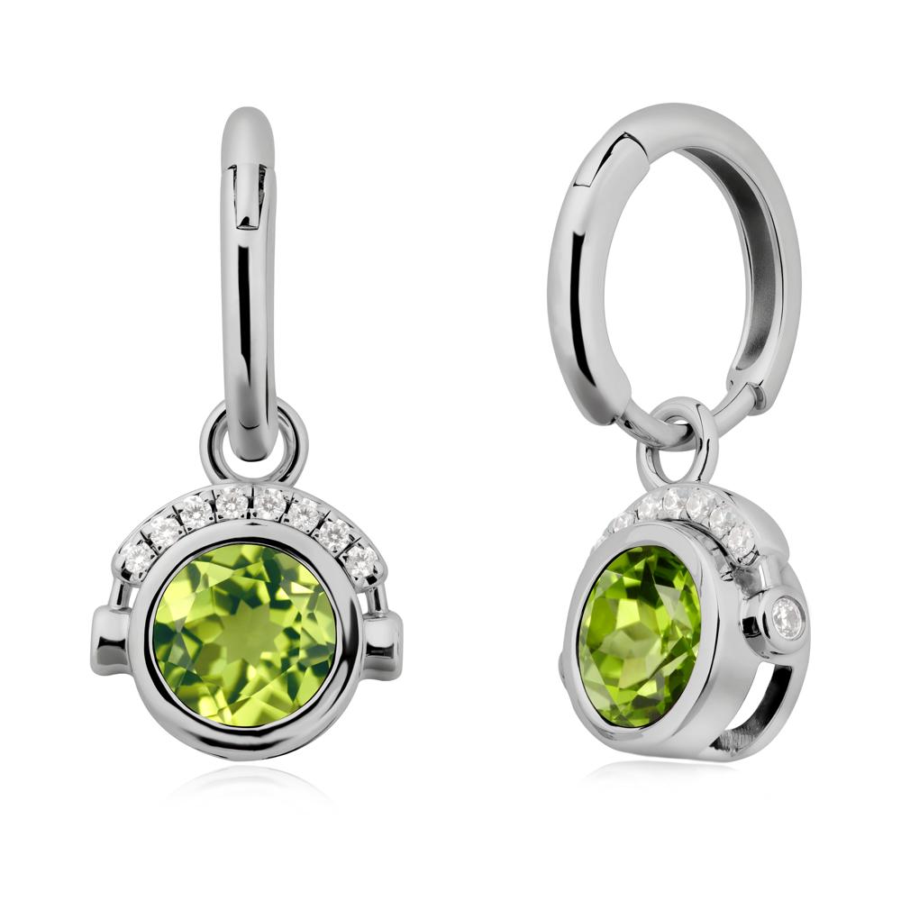 Bezel Peridot Earrings Inspired By Headphones - LUO Jewelry #metal_platinum