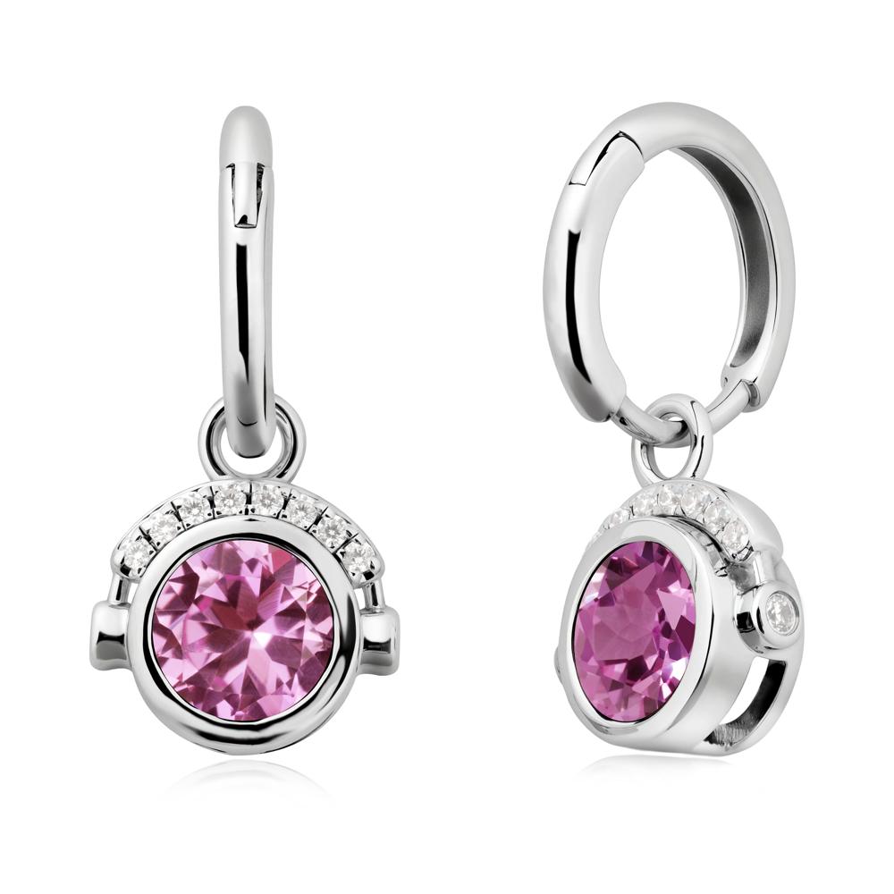 Headphones-Inspired Playful Pink Sapphire Earrings - LUO Jewelry #metal_14k white gold