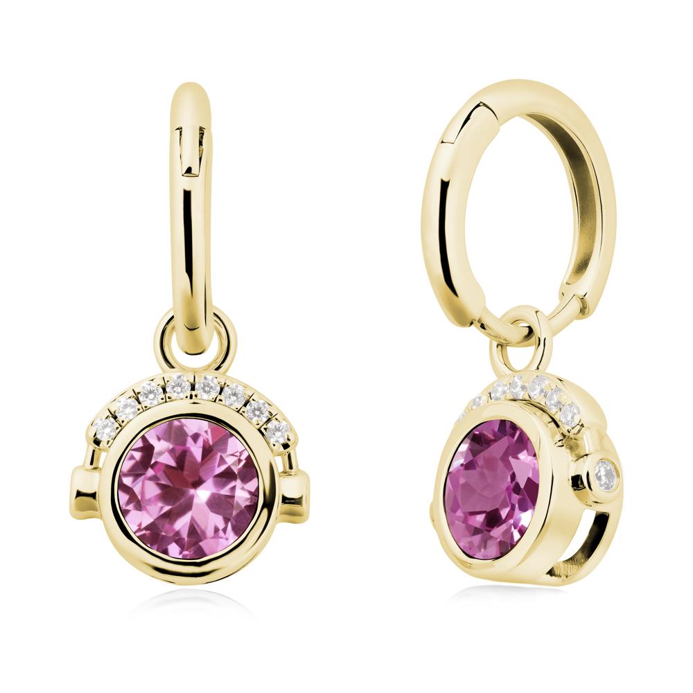 Headphones-Inspired Playful Pink Sapphire Earrings - LUO Jewelry #metal_18k yellow gold