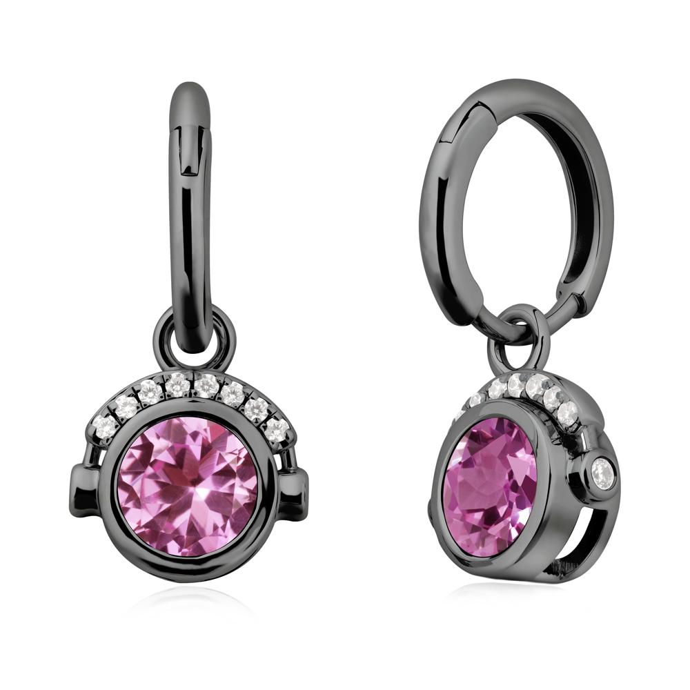 Headphones-Inspired Playful Pink Sapphire Earrings - LUO Jewelry #metal_black finish sterling silver