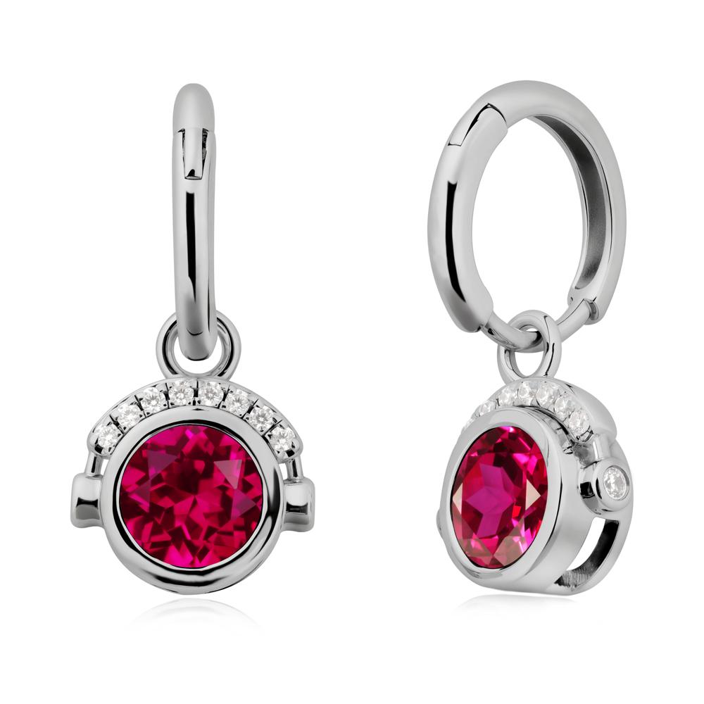 Bezel Ruby Earrings Inspired By Headphones - LUO Jewelry #metal_platinum