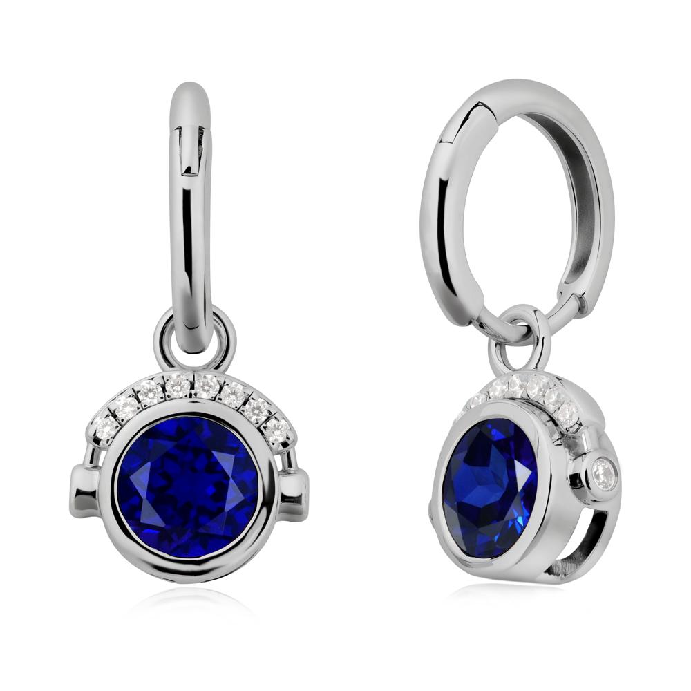 Round Sapphire Headphones Earrings - LUO Jewelry #metal_platinum
