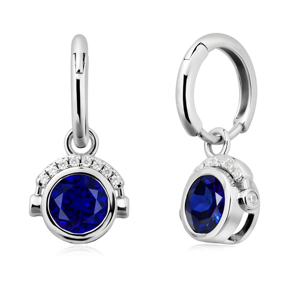 Round Sapphire Headphones Earrings - LUO Jewelry #metal_sterling silver