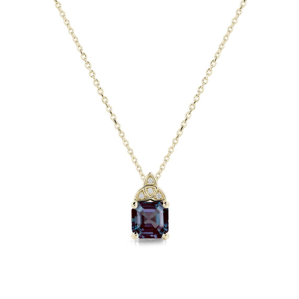 Celtic Knot Asscher Cut Alexandrite Necklace - LUO Jewelry #metal_14k yellow gold