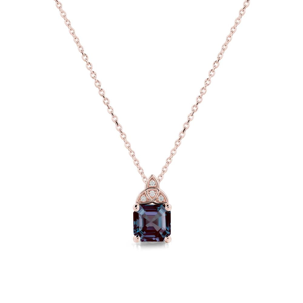 Celtic Knot Asscher Cut Alexandrite Necklace - LUO Jewelry #metal_18k rose gold