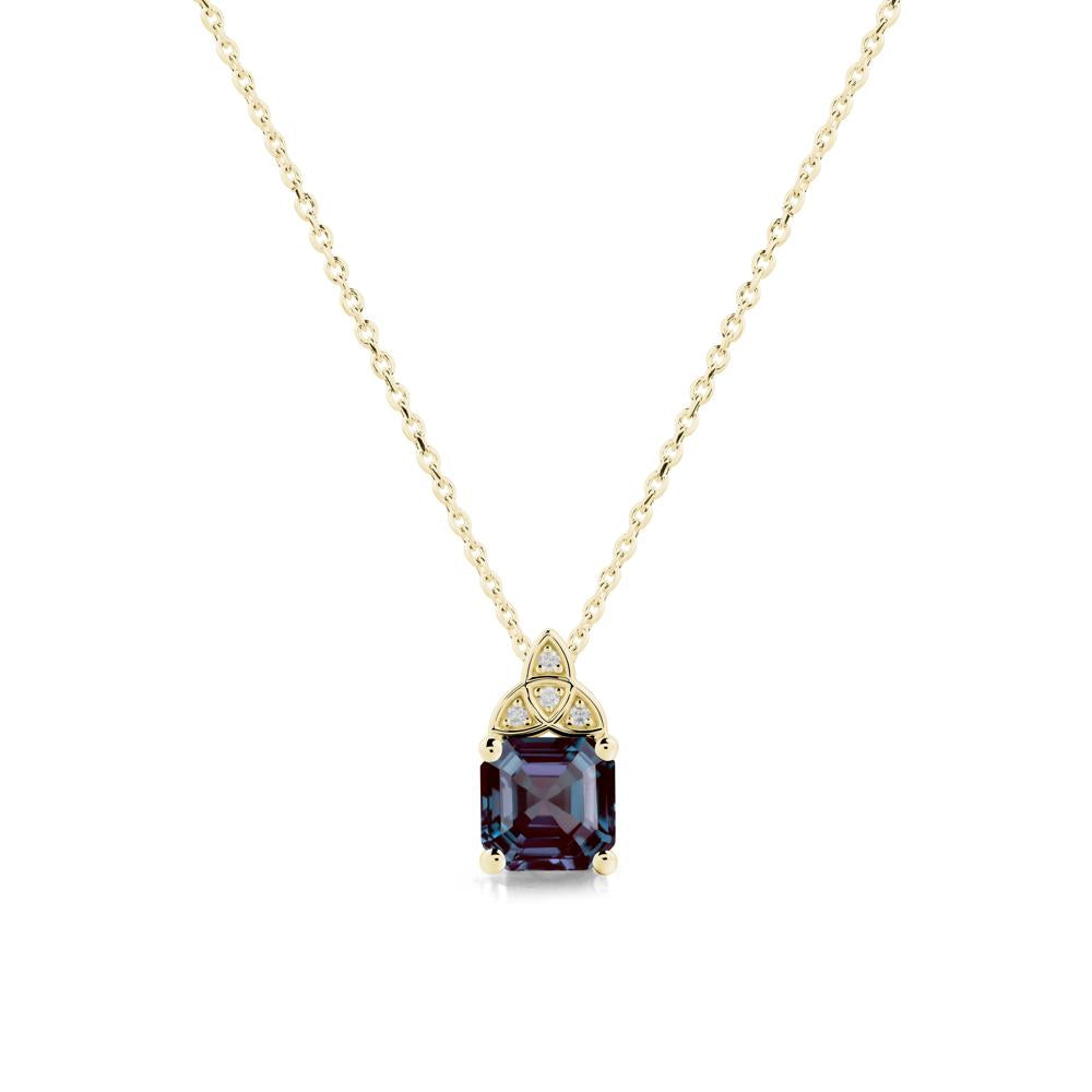 Celtic Knot Asscher Cut Alexandrite Necklace - LUO Jewelry #metal_18k yellow gold