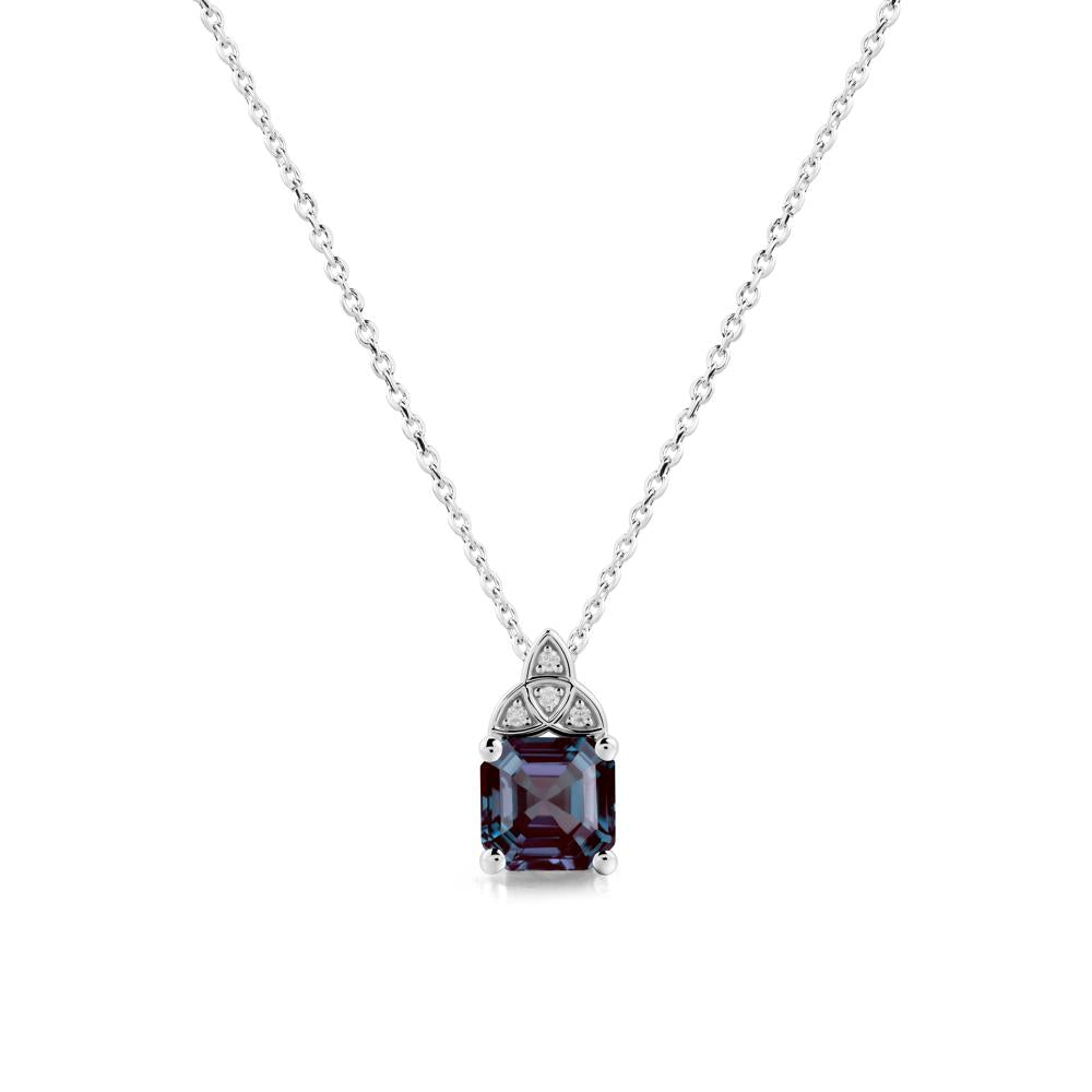 Celtic Knot Asscher Cut Alexandrite Necklace - LUO Jewelry #metal_sterling silver
