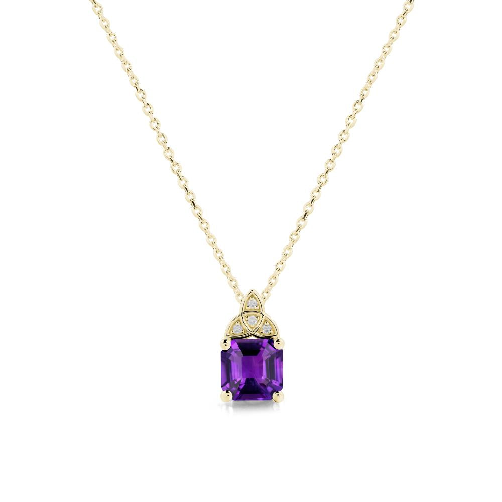 Asscher Cut Amethyst Necklace with Celtic Knot - LUO Jewelry #metal_18k yellow gold