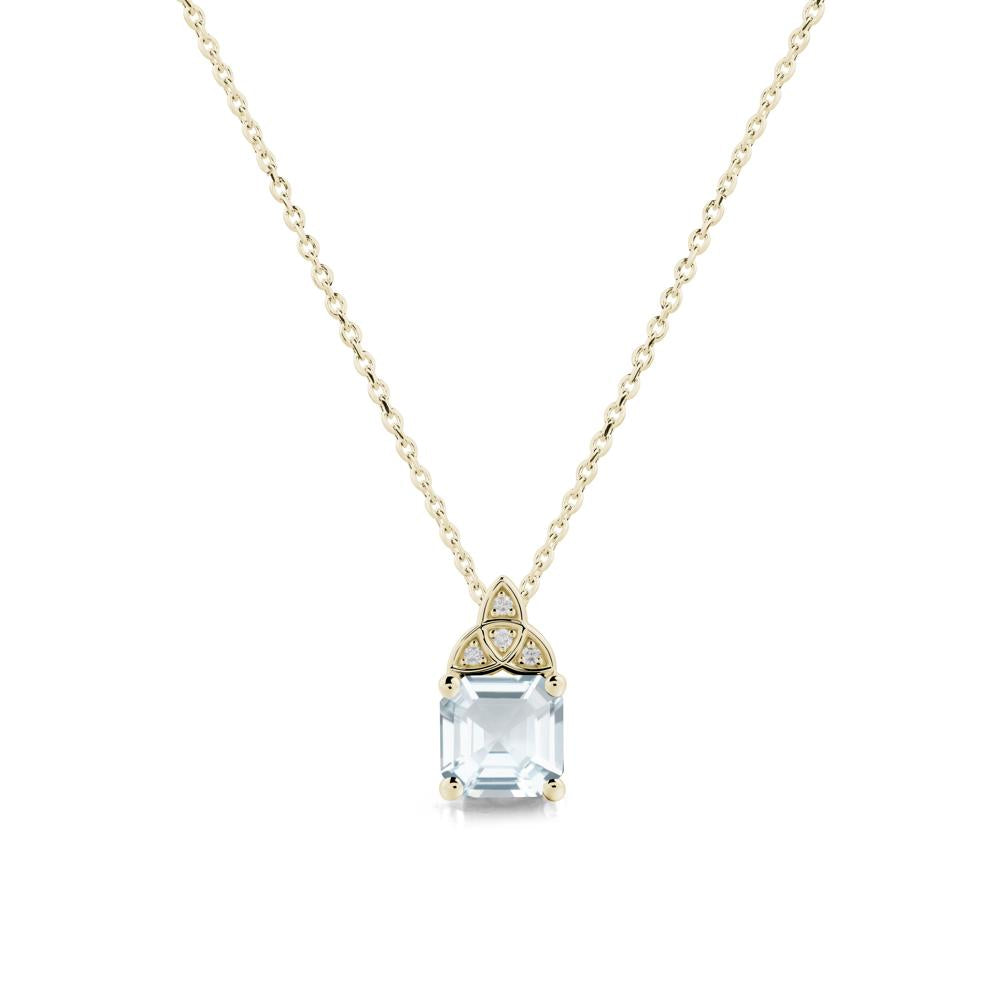 Celtic Knot Asscher Cut Aquamarine Necklace - LUO Jewelry #metal_14k yellow gold