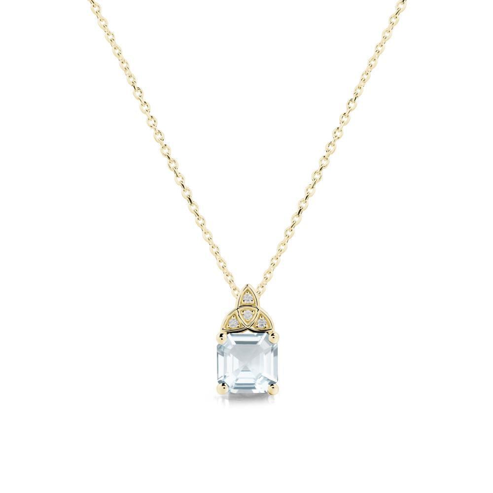 Celtic Knot Asscher Cut Aquamarine Necklace - LUO Jewelry #metal_18k yellow gold