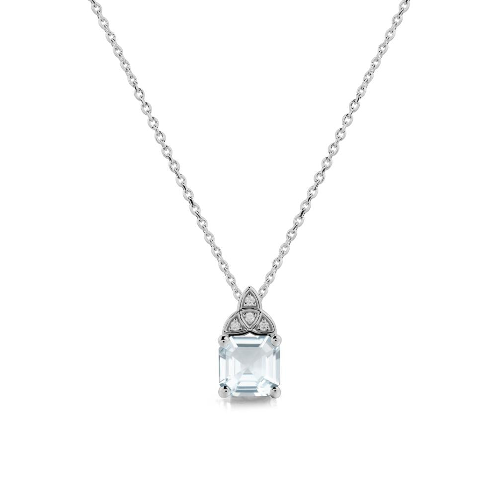 Celtic Knot Asscher Cut Aquamarine Necklace - LUO Jewelry #metal_platinum